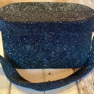 1940’s Black Carnival Beaded Purse With Beaded Rose Design On Front
